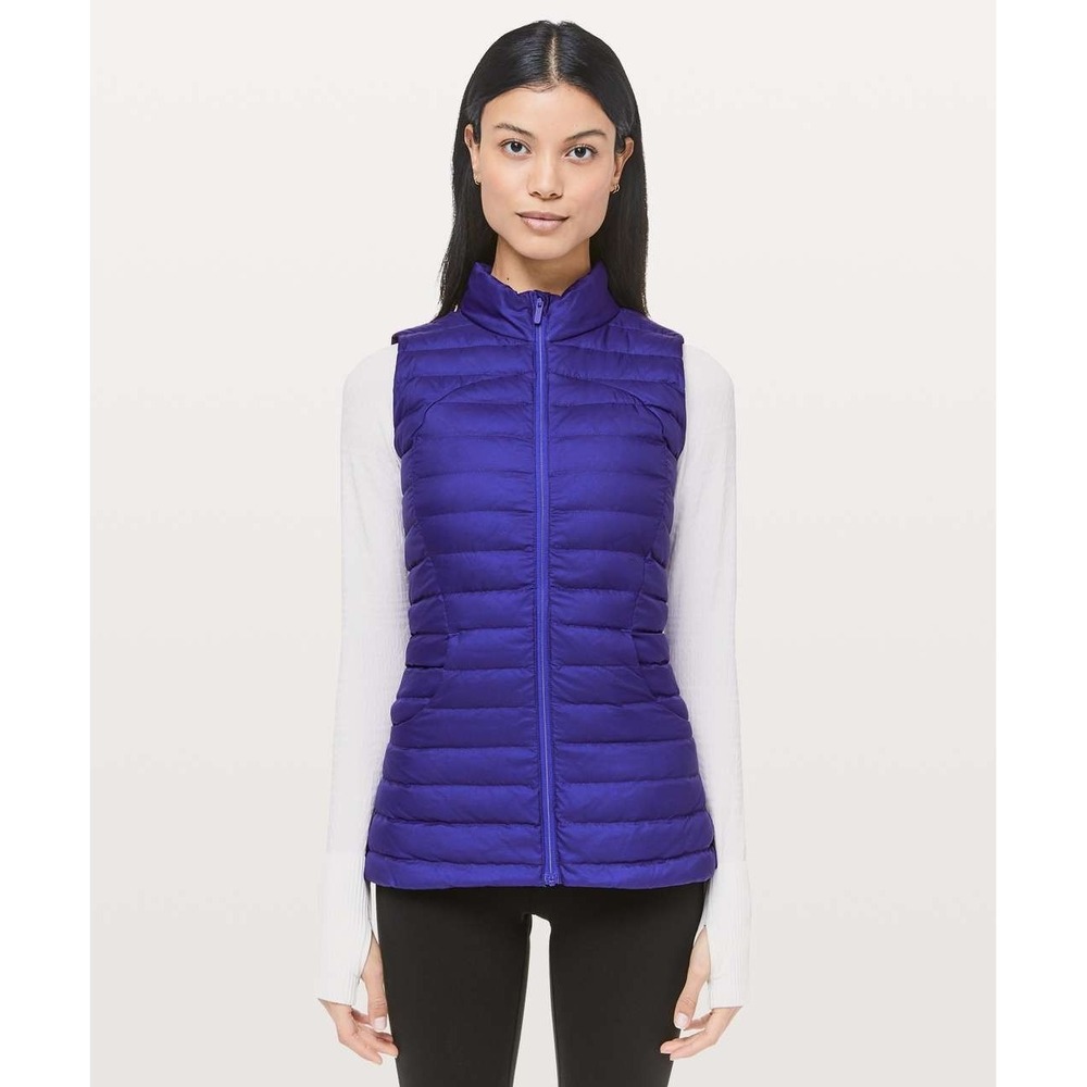 Lululemon Pack It Down Again Vest Sz 2 Lazurite Blue Goose Down Full Zip Pockets - Picture 10 of 12